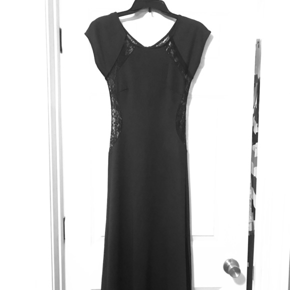 Long Black Lace Side/Back Dress - Picture 1 of 5